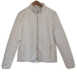 ALFRED SUNG Light Beige Quilted Puffer Jacket
